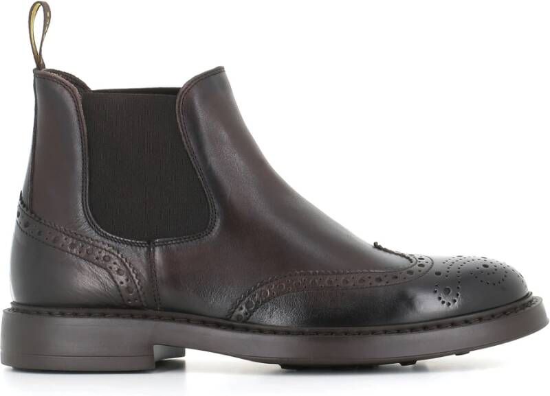 Doucal's Donkerbruine Brogue Chelsea Boots