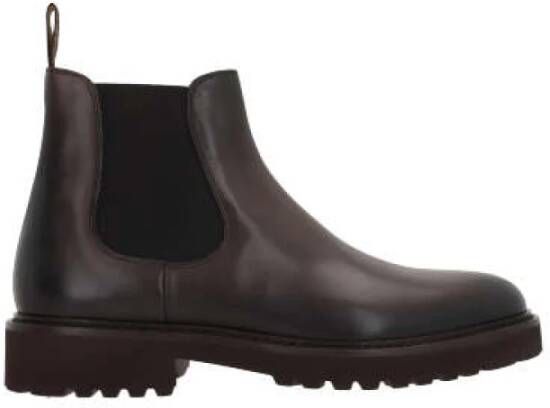 Doucal's Donkerbruine Chelsea-laarzen met elastische zijkanten Brown Heren
