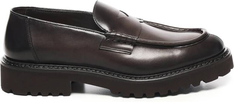 Doucal's Donkerbruine Leren Platte Schoenen