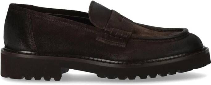 Doucal's Donkerbruine Loafer met Verouderd Effect Brown Heren