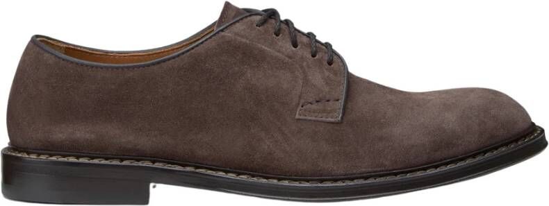 Doucal's Donkerbruine Suède Derby Schoenen Brown Heren