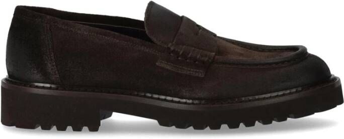Doucal's Donkerbruine Loafer met Verouderd Effect Brown Heren