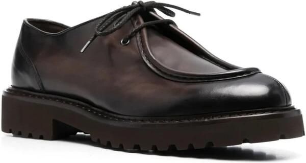 Doucal's Bruin Leren Veterschoenen met Dikke Hak