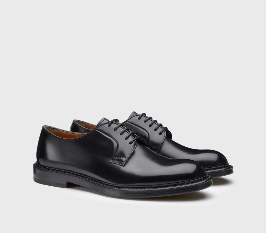 Doucal's Zwarte leren veterschoenen Black Heren