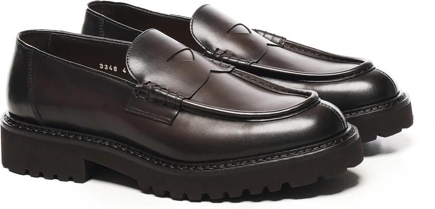 Doucal's Donkerbruine Leren Platte Schoenen
