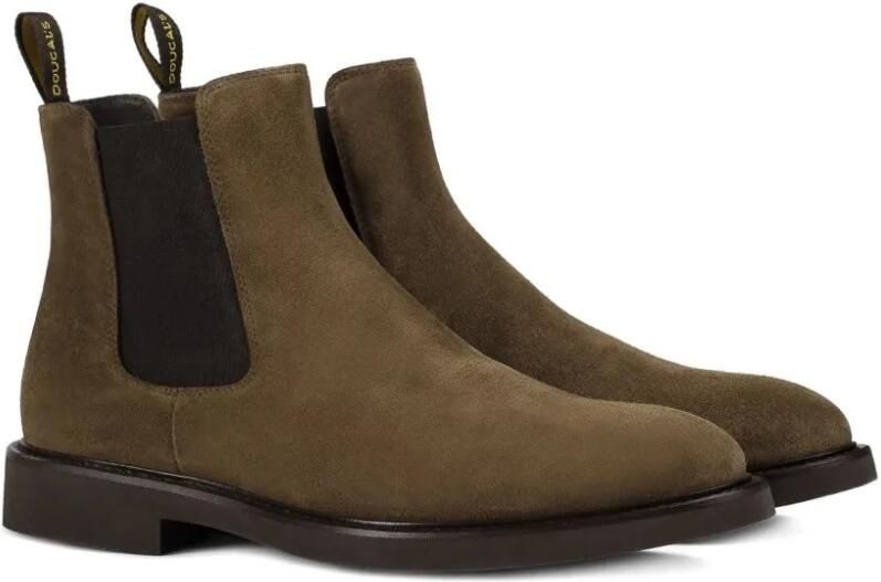 Doucal's Groene leren laarzen met rubberen zool