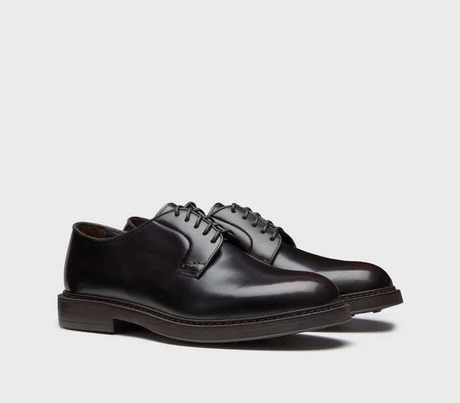 Doucal's Bruin Leren Veterschoenen met Blake Constructie Brown Heren