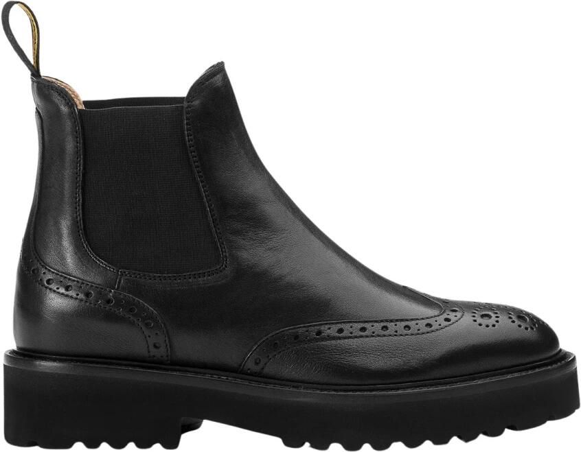 Doucal's Leren dovetail beatle laars voor dames | zwart Black