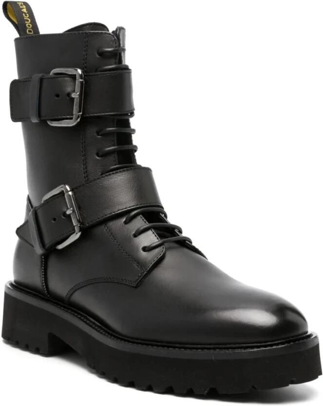 Doucal's Leren gevechtslaarzen voor dames | zwart Black Dames
