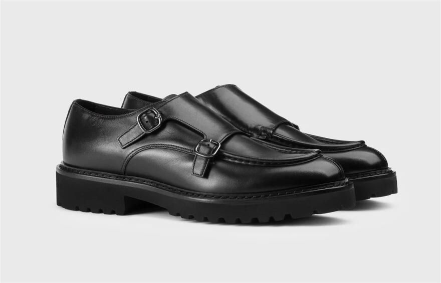 Doucal's Zwarte platte schoenen met dubbele gespsluiting Black Heren - Foto 3