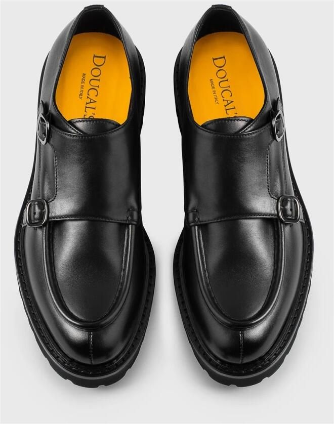 Doucal's Zwarte platte schoenen met dubbele gespsluiting Black Heren - Foto 2