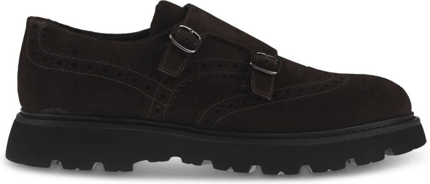 Doucal's Heren leren dubbele gespschoen | grafiet Black