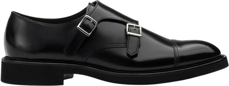 Doucal's Heren leren dubbele gespschoen | zwart Black