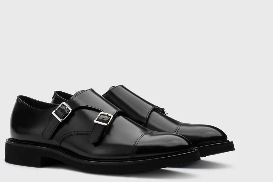Doucal's Heren leren dubbele gespschoen | zwart Black - Foto 4