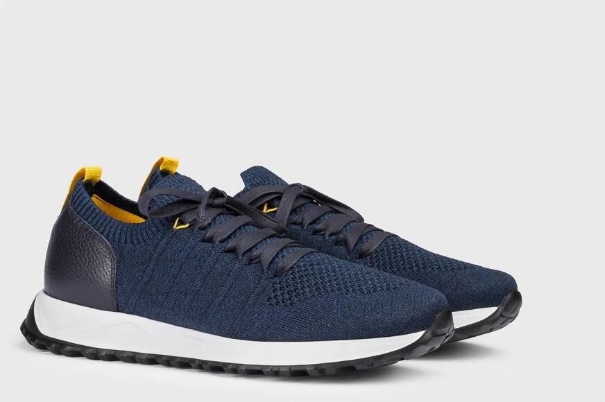 Doucal's Herensneaker van stof en leer | blauw Blue Heren - Foto 3
