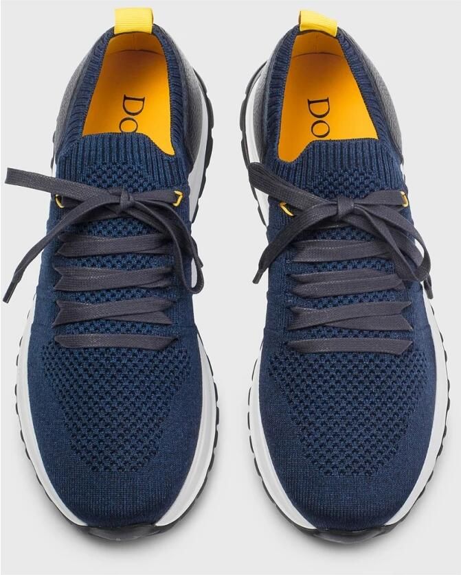 Doucal's Herensneaker van stof en leer | blauw Blue Heren - Foto 2