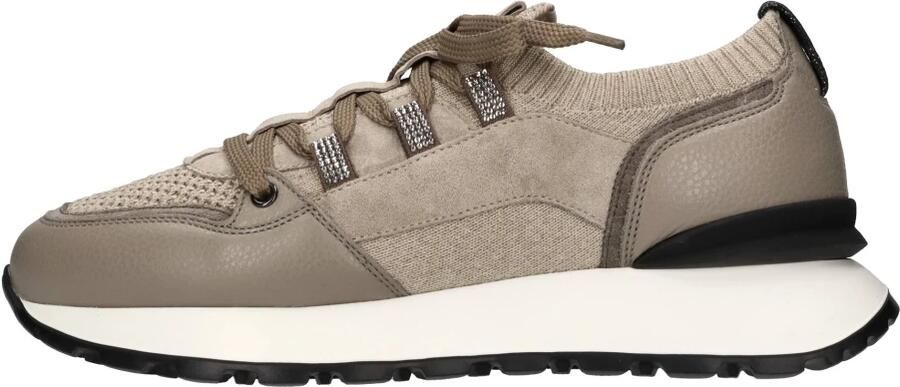 Doucal's Dames leren suède en technische stof sneaker |sand- Beige