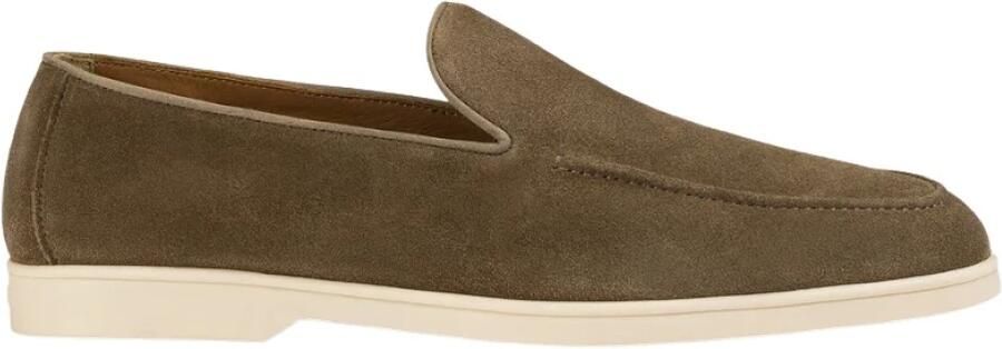 Doucal's Taupe Bruin Leren Platte Schoenen Brown Heren