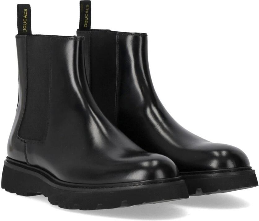Doucal's Zwarte Leren Chelsea Laarzen Black Heren