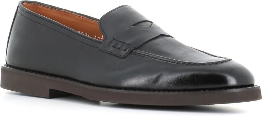 Doucal's Zwarte leren Loafer Sandalen