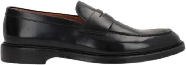 Doucal's Zwarte leren penny loaferschoenen