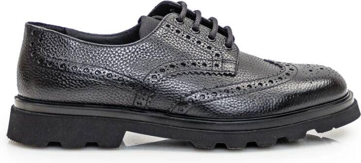 Doucal's Zwarte Leren Veterschoenen