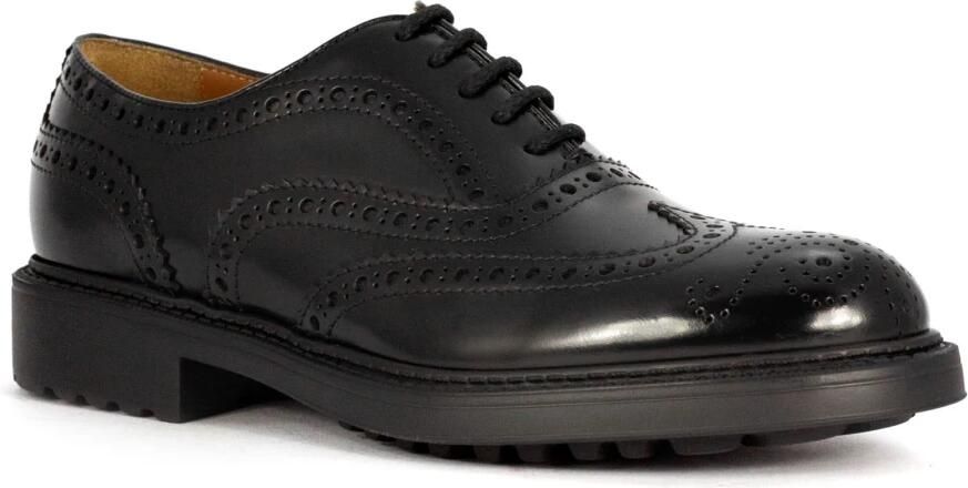 Doucal's Zwarte leren veterschoenen met zwaluwstaart