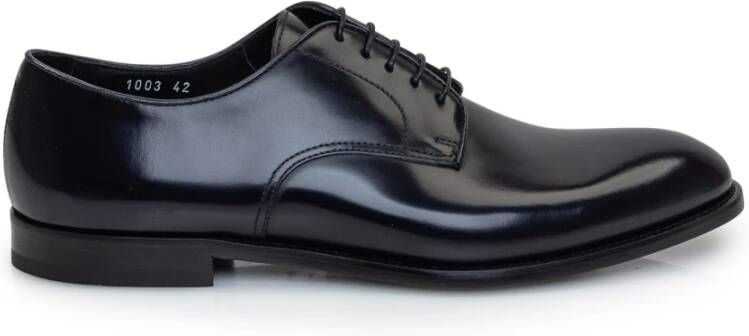 Doucal's Gepolijste Zwarte Veterschoenen