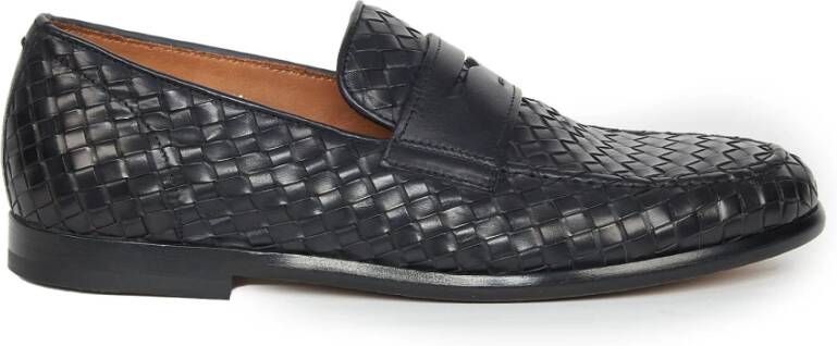 Doucal's Geweven leren mocins Blauw Black Heren