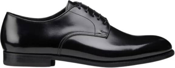 Doucal's Heren geborsteld leren Derby schoenen Black Heren
