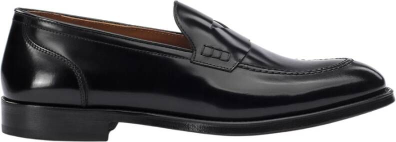 Doucal's Zwarte leren loafers met zichtbare stiksels Black Heren