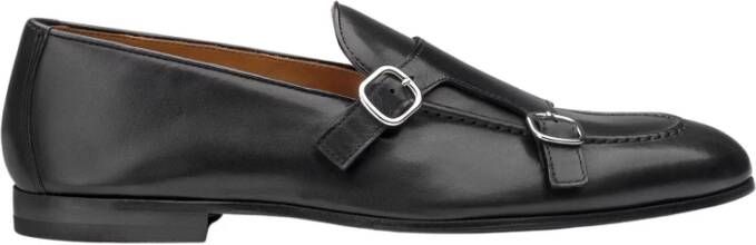 Doucal's Heren gesp loafer in leer | zwart Black Heren