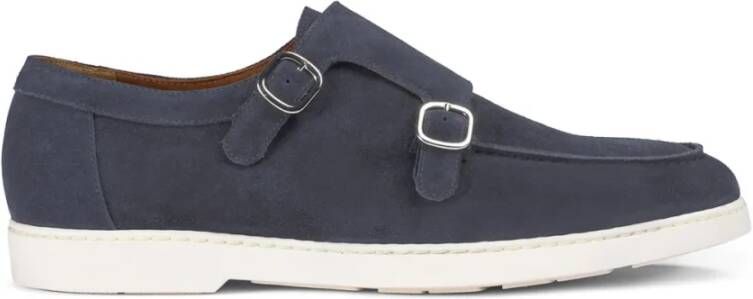 Doucal's Navy Suede Double Buckle Monk Schoenen