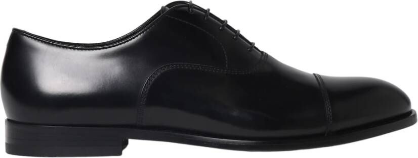 Doucal's Heren leren veterschoenen | zwart Black Heren