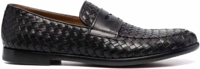 Doucal's Penny Geweven Leren Loafers Black Heren