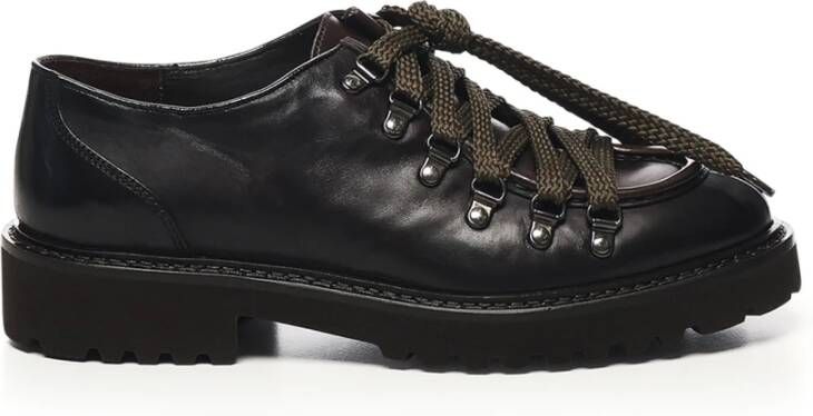 Doucal's Platte Veterschoenen van Kalfsleer Donkerbruin