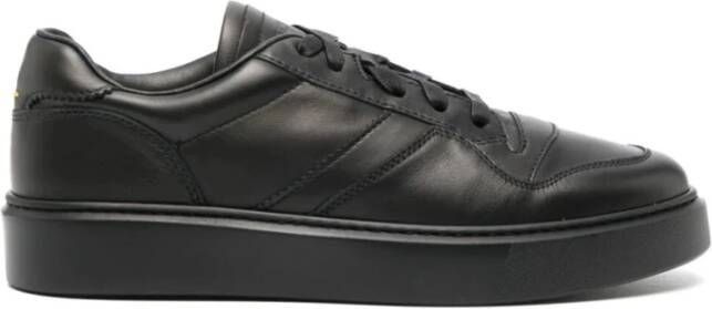 Doucal's Zwarte Leren Sneakers met Memory Foam Binnenzool Zwart Heren