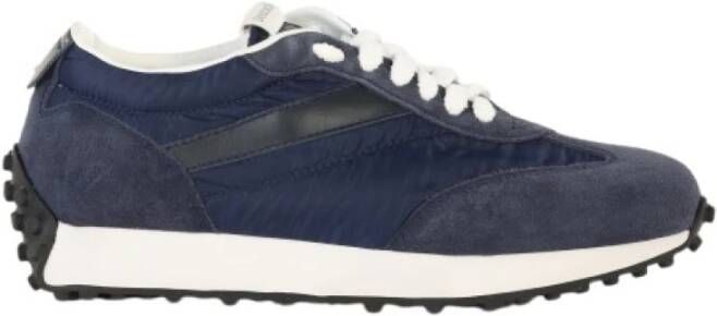 Doucal's Blauwe Leren en Stoffen Sneakers Blauw Heren