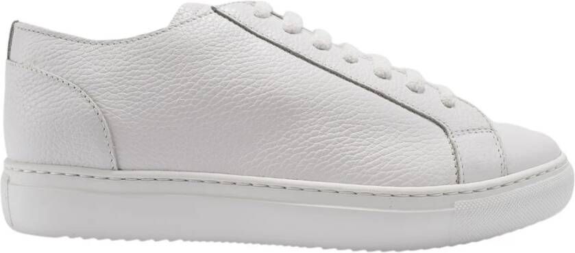 Doucal's Eric Sneakers Puur Wit Leer met Terry Cloth Veters White Heren