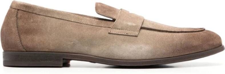 Doucal's Stijlvolle Bruine Suède Loafers Beige Heren