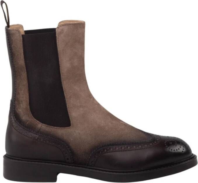 Doucal's Tijdloze Elegantie Suede Chelsea Laarzen Brown Dames