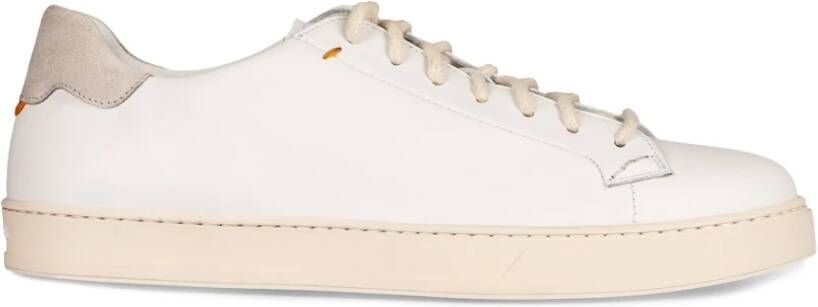 Doucal's Witte leren sneaker met contrast hiel
