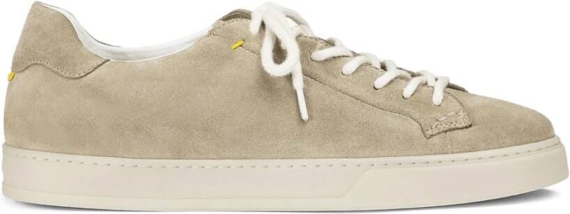 Doucal's Zandkleurige Suède Sneaker met Contrastveters