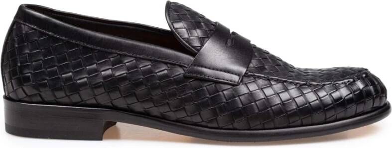 Doucal's Zwarte Geweven Leren Mocassin