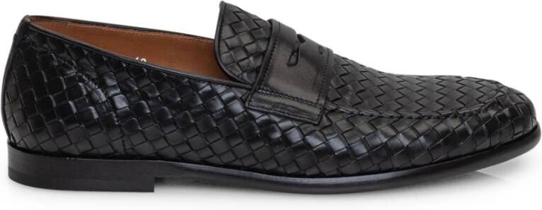 Doucal's Zwarte Geweven Penny Loafers