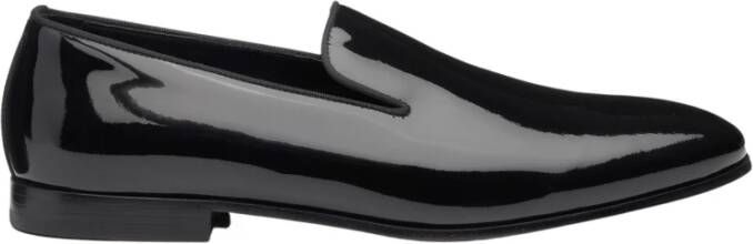 Doucal's Zwarte Lakleren Loafers Black Heren