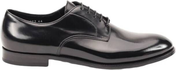Doucal's Zwarte Leren Derby Schoenen Black Heren