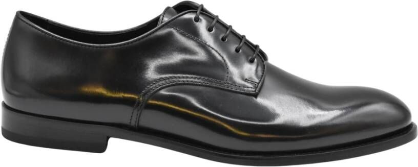 Doucal's Zwarte leren Derby schoenen Black Heren