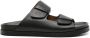 Doucal's Zwarte leren dubbele band slippers - Thumbnail 1