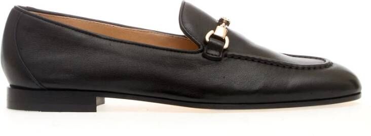 Doucal's Zwarte Leren Loafer met Metalen Gesp Black Dames